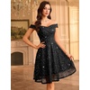 image:imageHomRain Cocktail Dresses for Women Sequin Lace Short Sparkly Semi Formal Elegant Homecoming Wedding Guest Party Prom TeensBlack