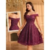 image:imageHomRain Cocktail Dresses for Women Sequin Lace Short Sparkly Semi Formal Elegant Homecoming Wedding Guest Party Prom TeensBurgundy