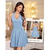 image:imageHomRain Glitter Sparkle V Neck Cocktail Dress for Women 2026 A Line Backless Halter Sequin Homecoming Evening Party DressesBlue