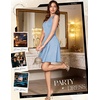 image:imageHomRain Glitter Sparkle V Neck Cocktail Dress for Women 2026 A Line Backless Halter Sequin Homecoming Evening Party DressesBlue