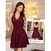 image:imageHomRain Glitter Sparkle V Neck Cocktail Dress for Women 2026 A Line Backless Halter Sequin Homecoming Evening Party DressesBurgundy