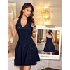 image:imageHomRain Glitter Sparkle V Neck Cocktail Dress for Women 2026 A Line Backless Halter Sequin Homecoming Evening Party DressesNavy