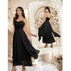 image:imageHomRain Semi Formal Long Dresses for Women Wedding Guest Teen Cocktail Dress VNeck for Prom Graduation Evening GalaBlack