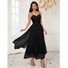 image:imageHomRain Semi Formal Long Dresses for Women Wedding Guest Teen Cocktail Dress VNeck for Prom Graduation Evening GalaBlack