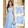 image:imageHomRain Semi Formal Long Dresses for Women Wedding Guest Teen Cocktail Dress VNeck for Prom Graduation Evening GalaBlue