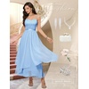image:imageHomRain Semi Formal Long Dresses for Women Wedding Guest Teen Cocktail Dress VNeck for Prom Graduation Evening GalaBlue