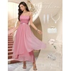image:imageHomRain Semi Formal Long Dresses for Women Wedding Guest Teen Cocktail Dress VNeck for Prom Graduation Evening GalaBlush