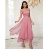 image:imageHomRain Semi Formal Long Dresses for Women Wedding Guest Teen Cocktail Dress VNeck for Prom Graduation Evening GalaBlush