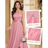 image:imageHomRain Semi Formal Long Dresses for Women Wedding Guest Teen Cocktail Dress VNeck for Prom Graduation Evening GalaBlush