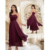 image:imageHomRain Semi Formal Long Dresses for Women Wedding Guest Teen Cocktail Dress VNeck for Prom Graduation Evening GalaBurgundy