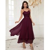 image:imageHomRain Semi Formal Long Dresses for Women Wedding Guest Teen Cocktail Dress VNeck for Prom Graduation Evening GalaBurgundy