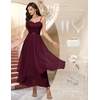 image:imageHomRain Semi Formal Long Dresses for Women Wedding Guest Teen Cocktail Dress VNeck for Prom Graduation Evening GalaBurgundy