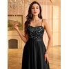 image:imageHomRain Semi Formal Long Dresses for Women Wedding Guest Teen Cocktail Dress VNeck for Prom Graduation Evening GalaSequin Black