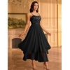 image:imageHomRain Semi Formal Long Dresses for Women Wedding Guest Teen Cocktail Dress VNeck for Prom Graduation Evening GalaSequin Black