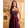 image:imageHomRain Semi Formal Long Dresses for Women Wedding Guest Teen Cocktail Dress VNeck for Prom Graduation Evening GalaSequin Burgundy
