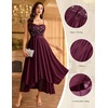 image:imageHomRain Semi Formal Long Dresses for Women Wedding Guest Teen Cocktail Dress VNeck for Prom Graduation Evening GalaSequin Burgundy