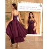 image:imageHomRain Semi Formal Long Dresses for Women Wedding Guest Teen Cocktail Dress VNeck for Prom Graduation Evening GalaSequin Burgundy
