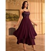 image:imageHomRain Semi Formal Long Dresses for Women Wedding Guest Teen Cocktail Dress VNeck for Prom Graduation Evening GalaSequin Burgundy