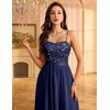 image:imageHomRain Semi Formal Long Dresses for Women Wedding Guest Teen Cocktail Dress VNeck for Prom Graduation Evening GalaSequin Navy