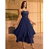 image:imageHomRain Semi Formal Long Dresses for Women Wedding Guest Teen Cocktail Dress VNeck for Prom Graduation Evening GalaSequin Navy