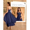 image:imageHomRain Semi Formal Long Dresses for Women Wedding Guest Teen Cocktail Dress VNeck for Prom Graduation Evening GalaSequin Navy
