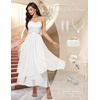 image:imageHomRain Semi Formal Long Dresses for Women Wedding Guest Teen Cocktail Dress VNeck for Prom Graduation Evening GalaWhite