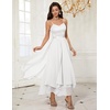 image:imageHomRain Semi Formal Long Dresses for Women Wedding Guest Teen Cocktail Dress VNeck for Prom Graduation Evening GalaWhite