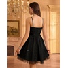 image:imageHomRain Sparkly Sequined Cocktail Dress for Women Spaghetti Strap A Line Homecoming Graduation Dress with Soft Tulle LiningBlack