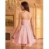 image:imageHomRain Sparkly Sequined Cocktail Dress for Women Spaghetti Strap A Line Homecoming Graduation Dress with Soft Tulle LiningBlush