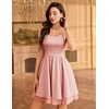image:imageHomRain Sparkly Sequined Cocktail Dress for Women Spaghetti Strap A Line Homecoming Graduation Dress with Soft Tulle LiningBlush