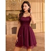image:imageHomRain Sparkly Sequined Cocktail Dress for Women Spaghetti Strap A Line Homecoming Graduation Dress with Soft Tulle LiningBurgundy