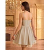 image:imageHomRain Sparkly Sequined Cocktail Dress for Women Spaghetti Strap A Line Homecoming Graduation Dress with Soft Tulle LiningChampagne