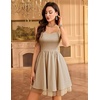 image:imageHomRain Sparkly Sequined Cocktail Dress for Women Spaghetti Strap A Line Homecoming Graduation Dress with Soft Tulle LiningChampagne