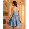 image:imageHomRain Sparkly Sequined Cocktail Dress for Women Spaghetti Strap A Line Homecoming Graduation Dress with Soft Tulle LiningGreyblue