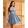 image:imageHomRain Sparkly Sequined Cocktail Dress for Women Spaghetti Strap A Line Homecoming Graduation Dress with Soft Tulle LiningGreyblue