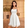 image:imageHomRain Sparkly Sequined Cocktail Dress for Women Spaghetti Strap A Line Homecoming Graduation Dress with Soft Tulle LiningWhite