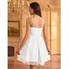 image:imageHomRain Sparkly Sequined Cocktail Dress for Women Spaghetti Strap A Line Homecoming Graduation Dress with Soft Tulle LiningWhite