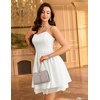 image:imageHomRain Sparkly Sequined Cocktail Dress for Women Spaghetti Strap A Line Homecoming Graduation Dress with Soft Tulle LiningWhite