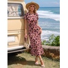 image:imageHomRain Summer Floral Wedding Guest Maxi Dress for Women Short Sleeve Bodycon Mesh Ruched Dresses Elegant Cocktail DressDusty Pink