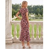 image:imageHomRain Summer Floral Wedding Guest Maxi Dress for Women Short Sleeve Bodycon Mesh Ruched Dresses Elegant Cocktail DressDusty Pink