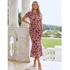 image:imageHomRain Summer Floral Wedding Guest Maxi Dress for Women Short Sleeve Bodycon Mesh Ruched Dresses Elegant Cocktail DressDusty Pink