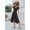 image:imageHomRain V Neck Formal Wedding Guest Dresses for Women Ruffle Sleeves for Cocktail Graduation Modest DressBlack