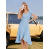 image:imageHomRain V Neck Formal Wedding Guest Dresses for Women Ruffle Sleeves for Cocktail Graduation Modest DressBlue