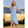 image:imageHomRain V Neck Formal Wedding Guest Dresses for Women Ruffle Sleeves for Cocktail Graduation Modest DressBlue