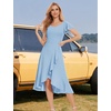 image:imageHomRain V Neck Formal Wedding Guest Dresses for Women Ruffle Sleeves for Cocktail Graduation Modest DressBlue