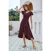 image:imageHomRain V Neck Formal Wedding Guest Dresses for Women Ruffle Sleeves for Cocktail Graduation Modest DressBurgundy