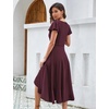 image:imageHomRain V Neck Formal Wedding Guest Dresses for Women Ruffle Sleeves for Cocktail Graduation Modest DressBurgundy