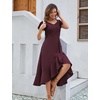 image:imageHomRain V Neck Formal Wedding Guest Dresses for Women Ruffle Sleeves for Cocktail Graduation Modest DressBurgundy