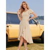 image:imageHomRain V Neck Formal Wedding Guest Dresses for Women Ruffle Sleeves for Cocktail Graduation Modest DressChampagne