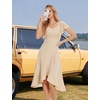 image:imageHomRain V Neck Formal Wedding Guest Dresses for Women Ruffle Sleeves for Cocktail Graduation Modest DressChampagne